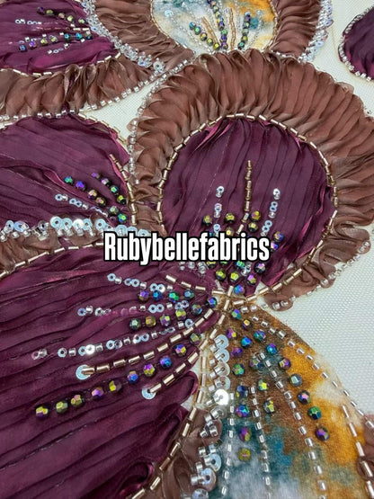 Arger Luxury Floral Beaded Sequin Fabric