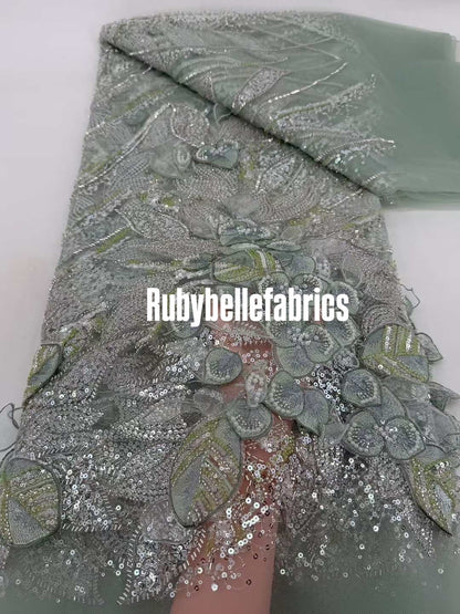 Hexille 3D Beaded Petal Couture Fabric