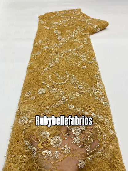 Patia Net Lace Floral Beaded Stone Fabric