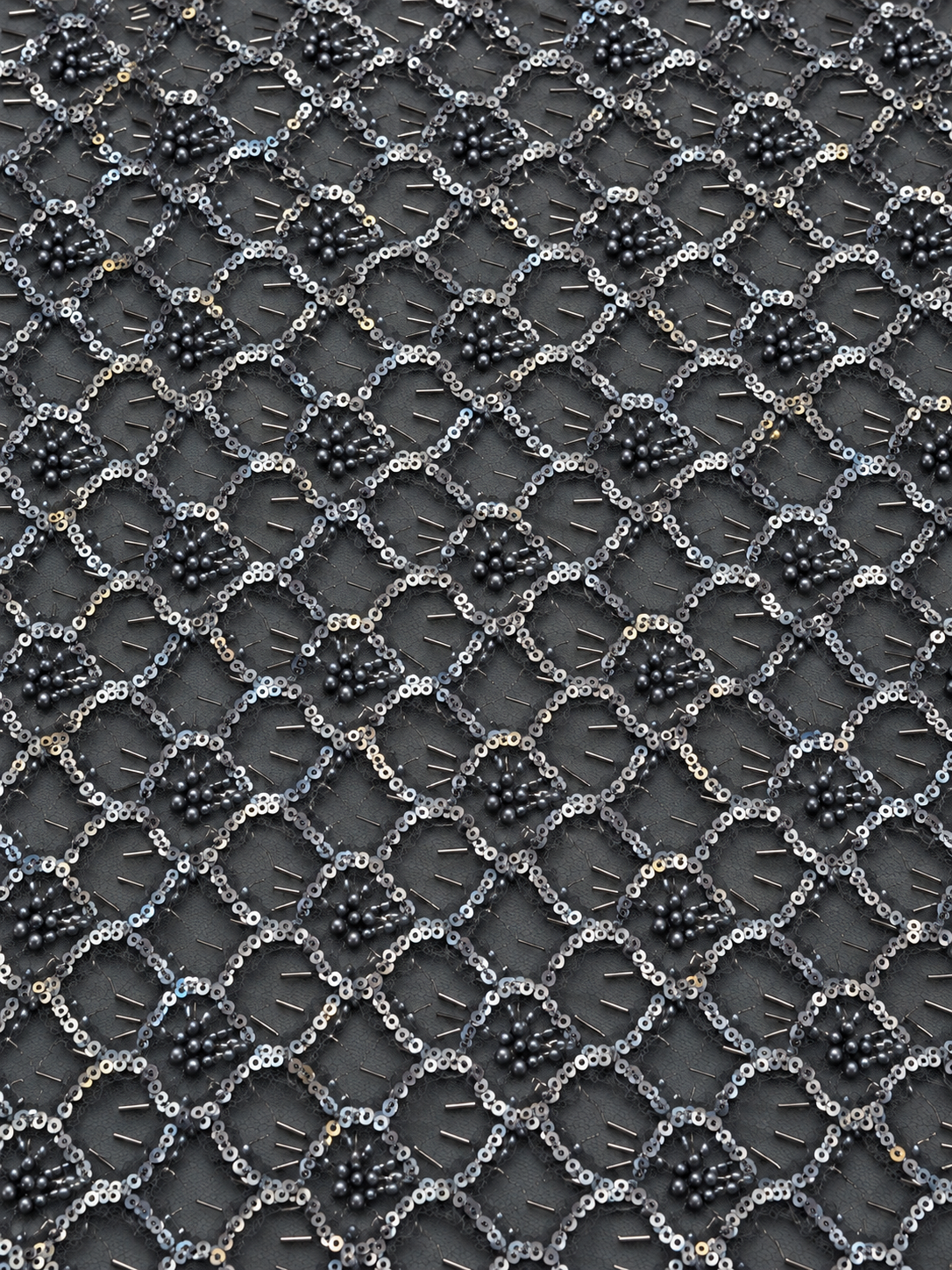 Buluxe Beaded Fabric - Grey