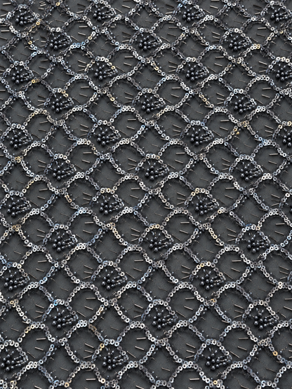 Buluxe Beaded Fabric - Grey
