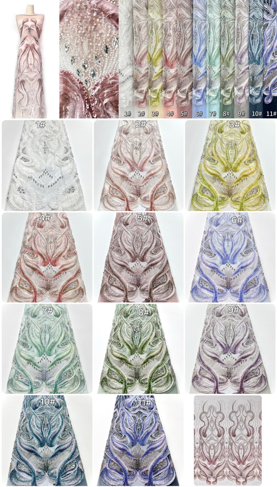 Peridot Bloom Stone couture fabric