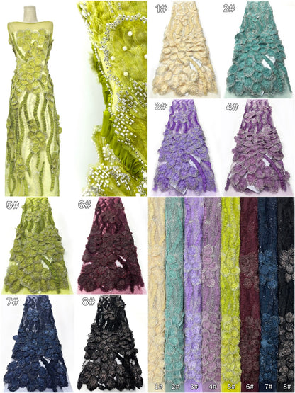 Peruse Beaded Scallop Petal Lace Fabric