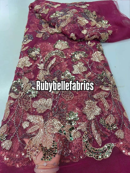 Ladryke Luxury Floral Beaded Fabric