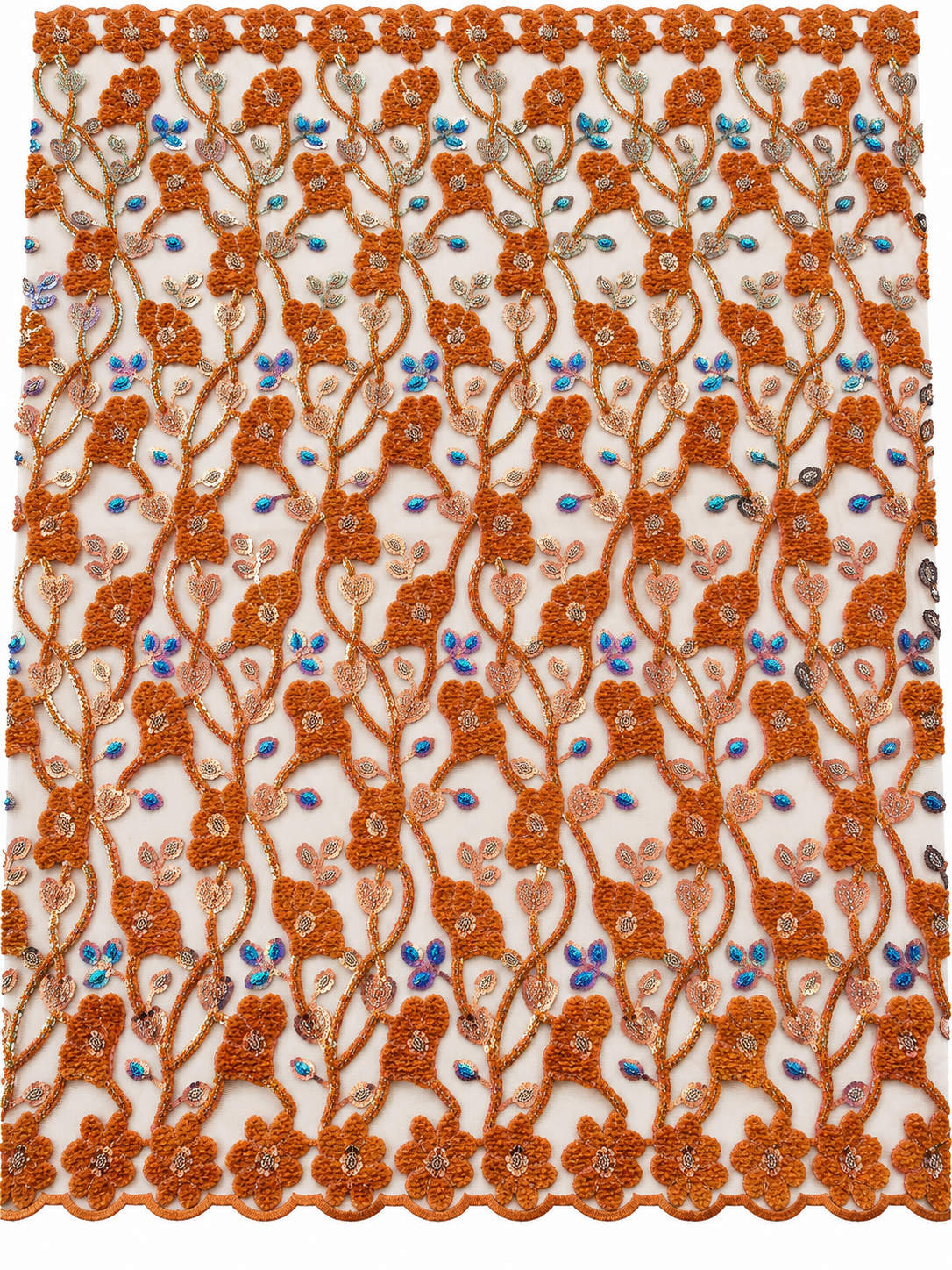 Huigt Velvet Sequin Fabric - Orange