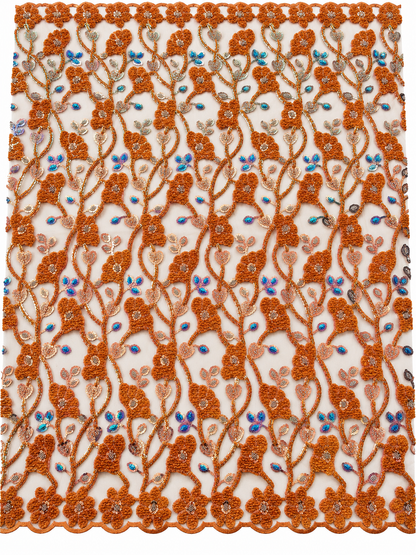 Huigt Velvet Sequin Fabric - Orange