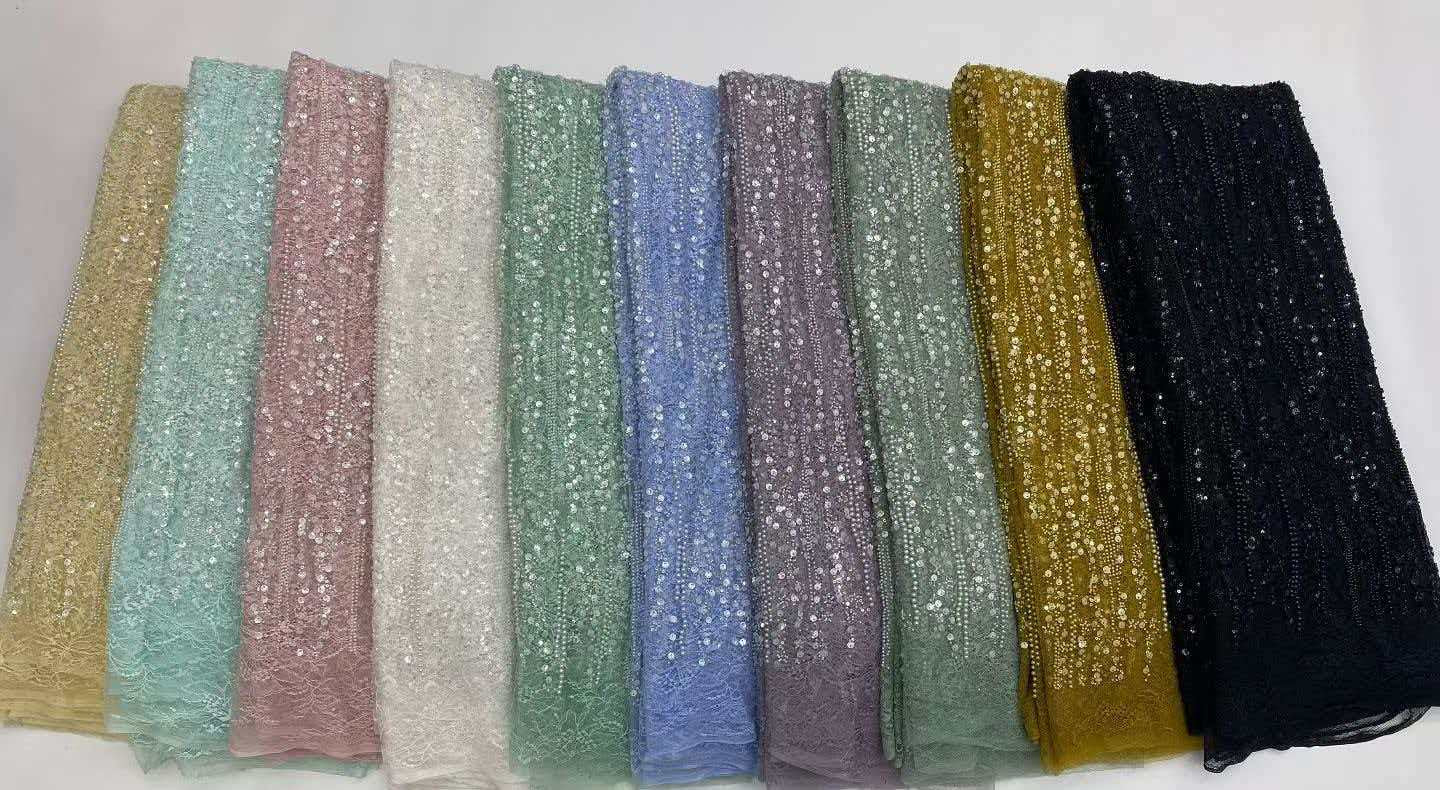 Alonxy Beaded Floral Fabric