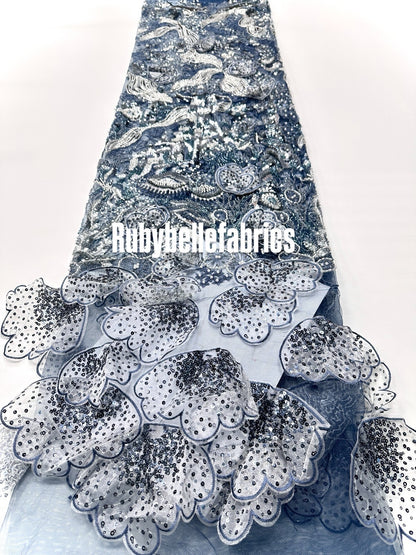 Luxury Sequin 3D Petal Beaded Fabric