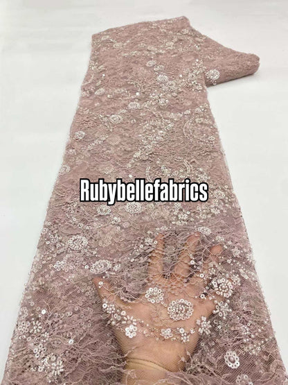 Patia Net Lace Floral Beaded Stone Fabric