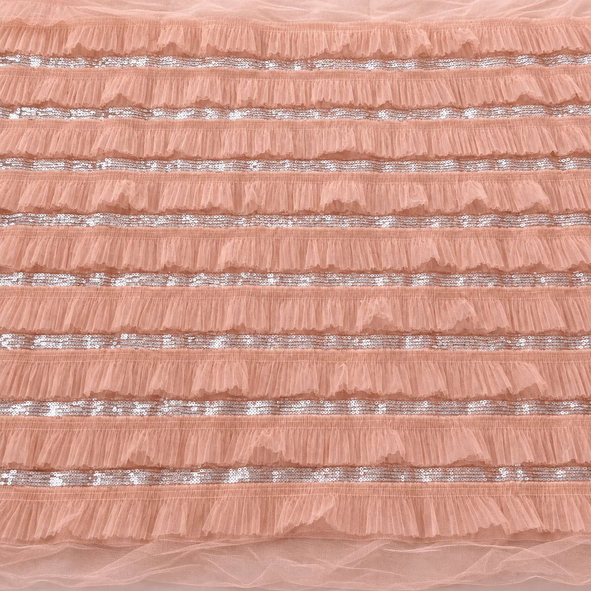 Terprise Quality Ruffle Tulle Sequin Fabric - Blush Pink