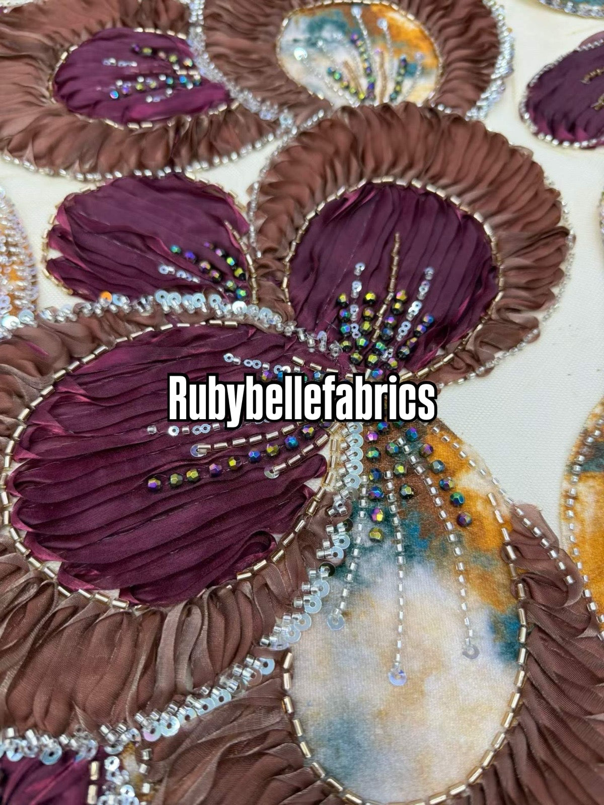 Arger Luxury Floral Beaded Sequin Fabric