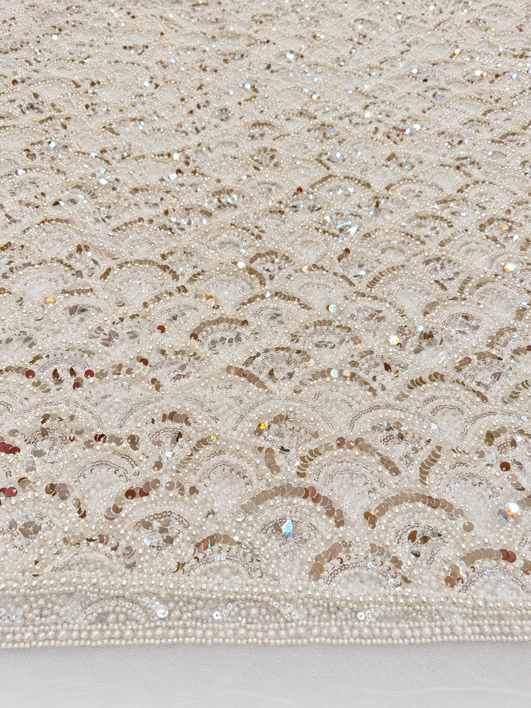 Vechta High Beaded Quality Fabric - White