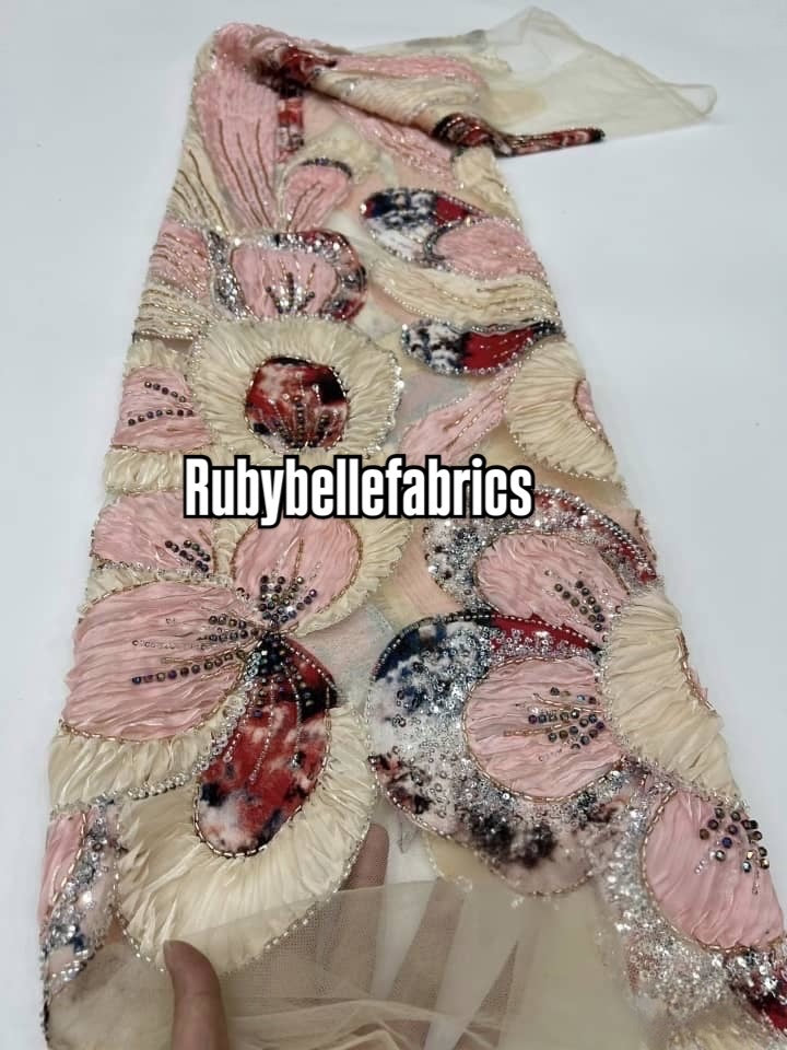 Arger Luxury Floral Beaded Sequin Fabric