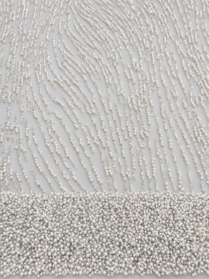 Penh Beaded Edge Fabric - White