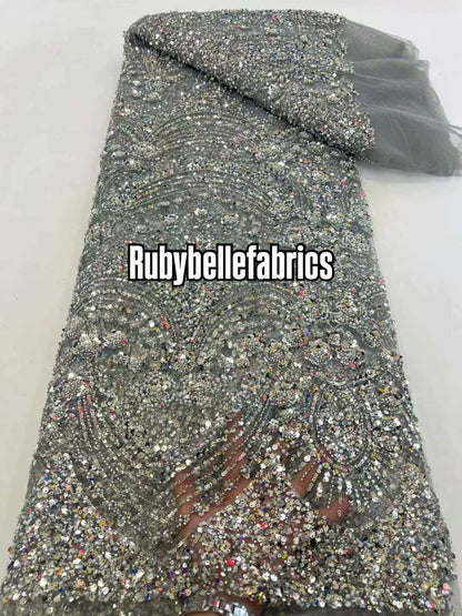 Dexzie Beaded Sequin Lace Fabric