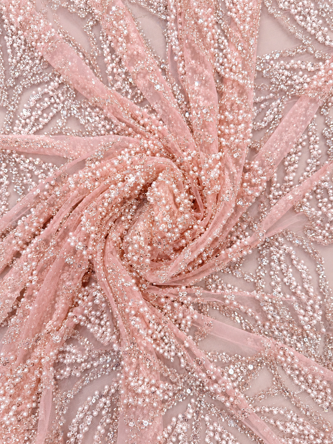 Fuller Quality Beaded Fabric - Pink