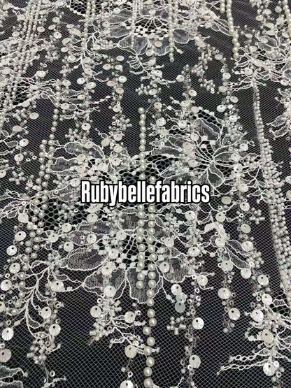 Alonxy Beaded Floral Fabric