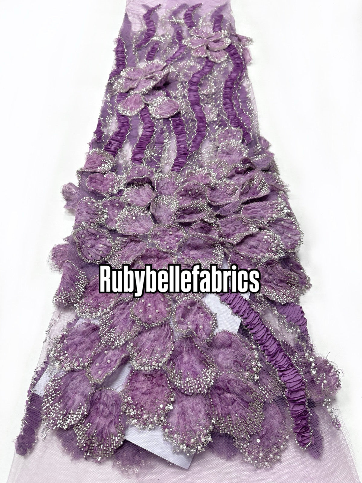 Peruse Beaded Scallop Petal Lace Fabric