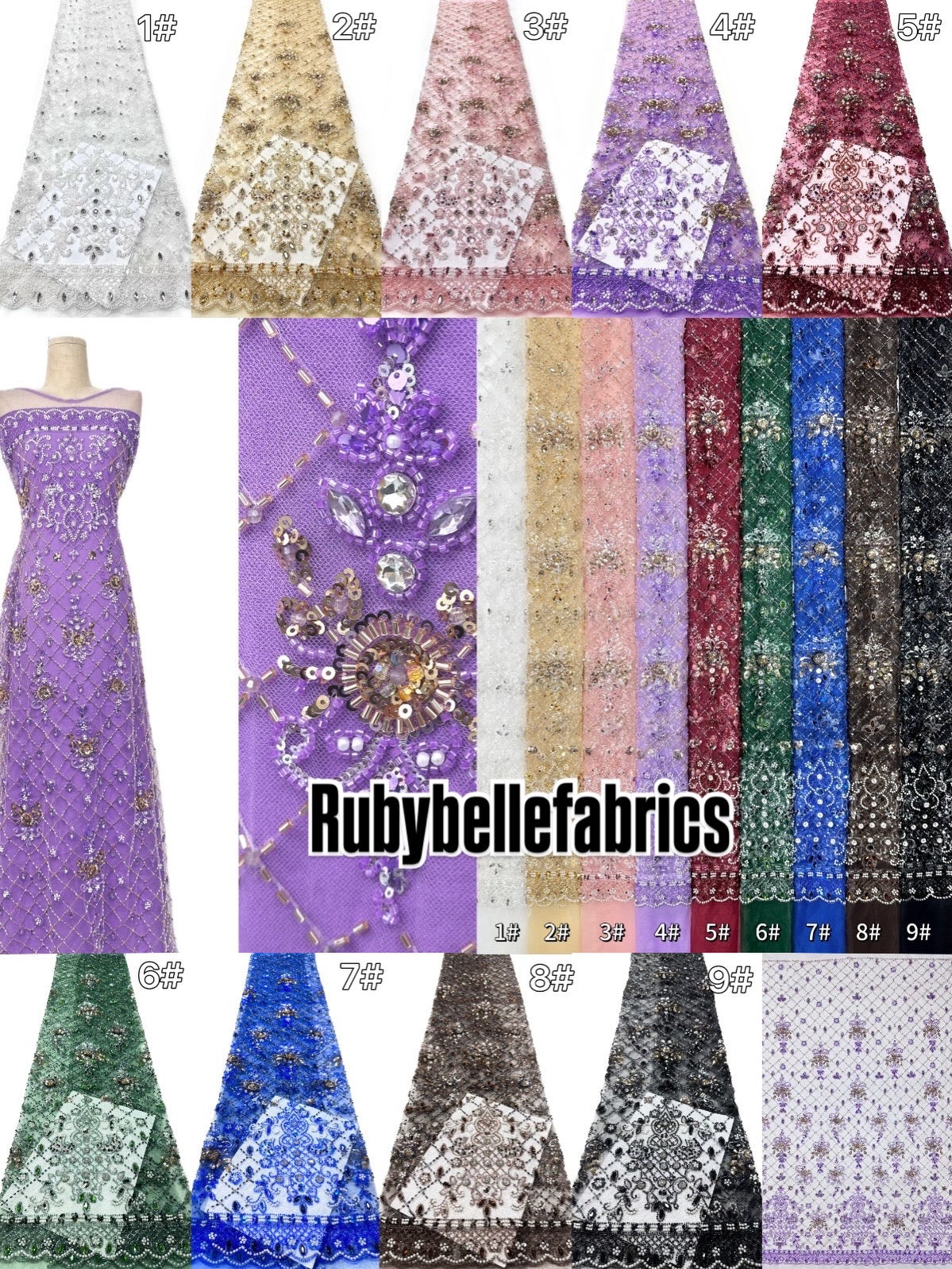 Uvual Beaded Sequin Lace Fabric