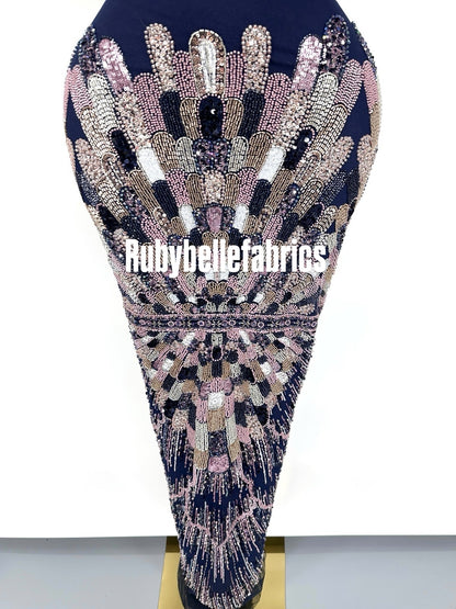 Luxury Geometric Deco Sequin Beaded Lace Fabric