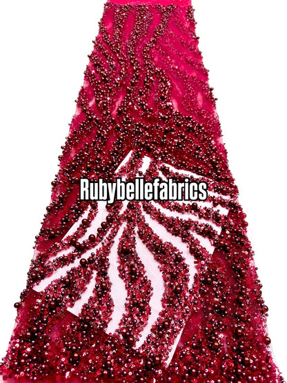 Ebra Pearls Beads Lace Fabric