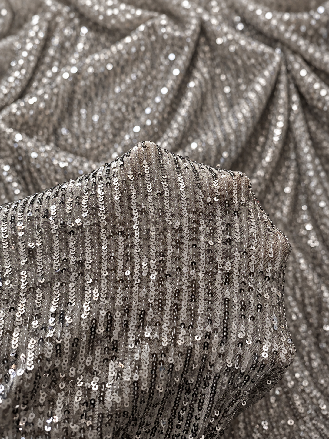 Torrey Sequin Fabric - Grey