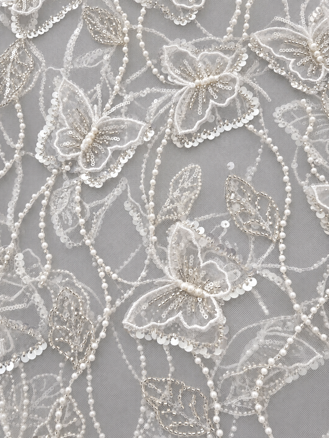 Butterfly 3D High Quality Fabric - White