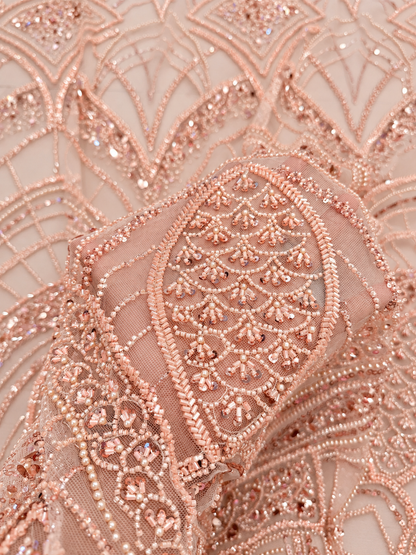 Enenia Beaded Luxury Fabric - Blush Pink