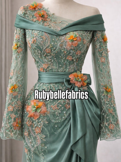 Ulzy Beaded Stoned 3D Luxury Couture Fabric