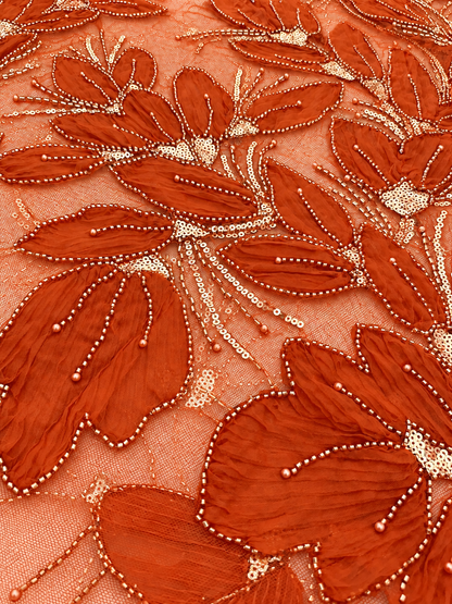 Bloom Luxury Handmade Fabric - Warm Orange