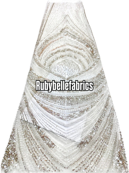 Ivlex Beaded Sequin Lace Fabric