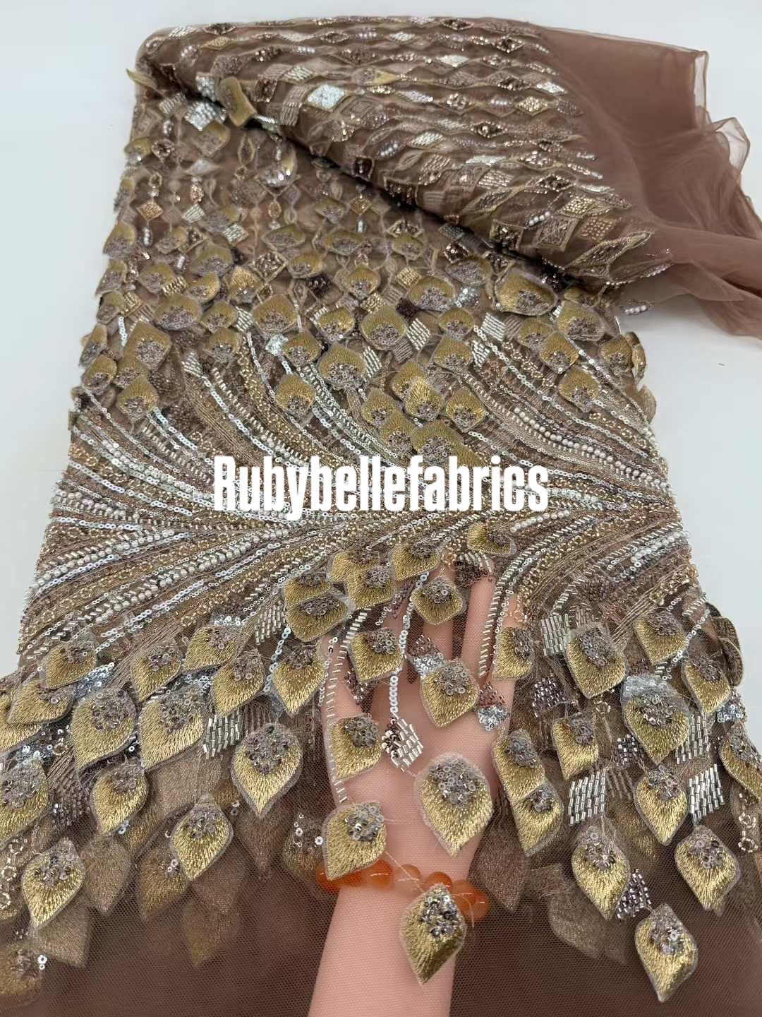 Cascada 3D Leaf Luxury Couture Fabric