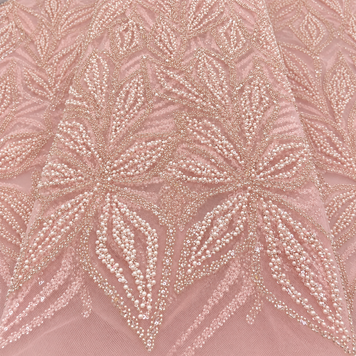 Fuller Quality Beaded Fabric - Pink