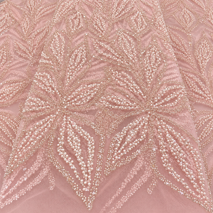 Fuller Quality Beaded Fabric - Pink