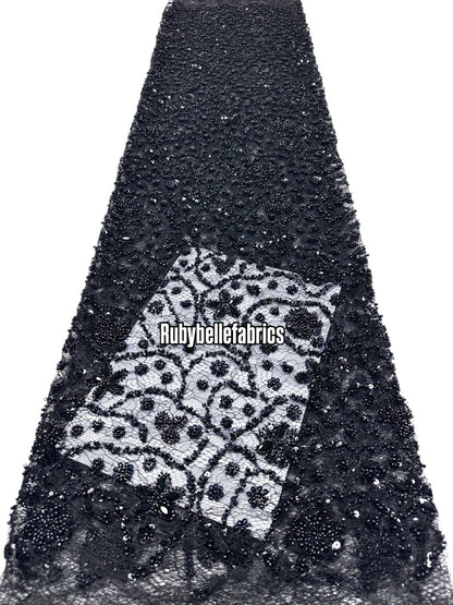 Aprain Luxury 3D Floral Beaded Stone Fabric