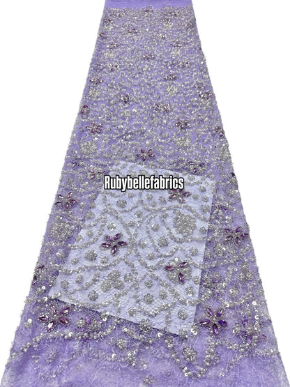 Aprain Luxury 3D Floral Beaded Stone Fabric