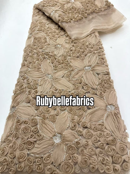 Wriod Luxury 3D Floral Beaded Fabric