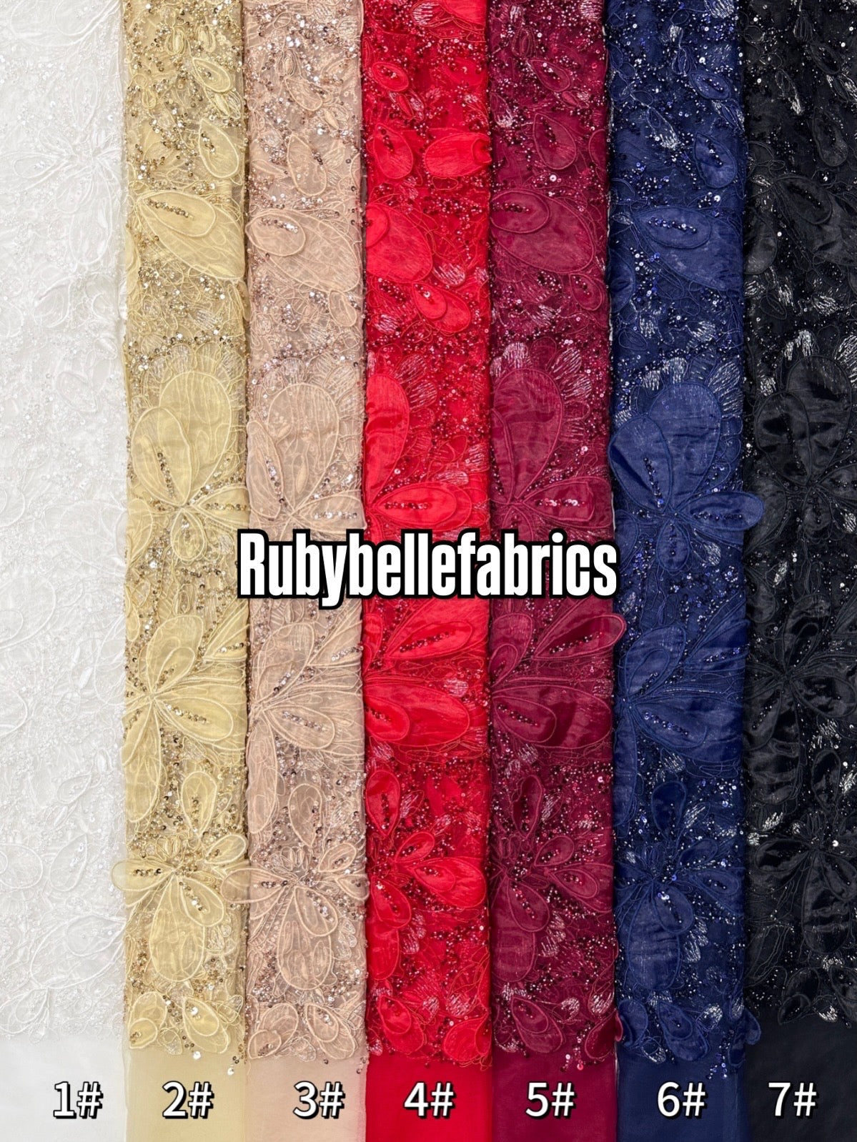 Romain Luxury Deluxe 3D Organza Floral Appliqués Fabric