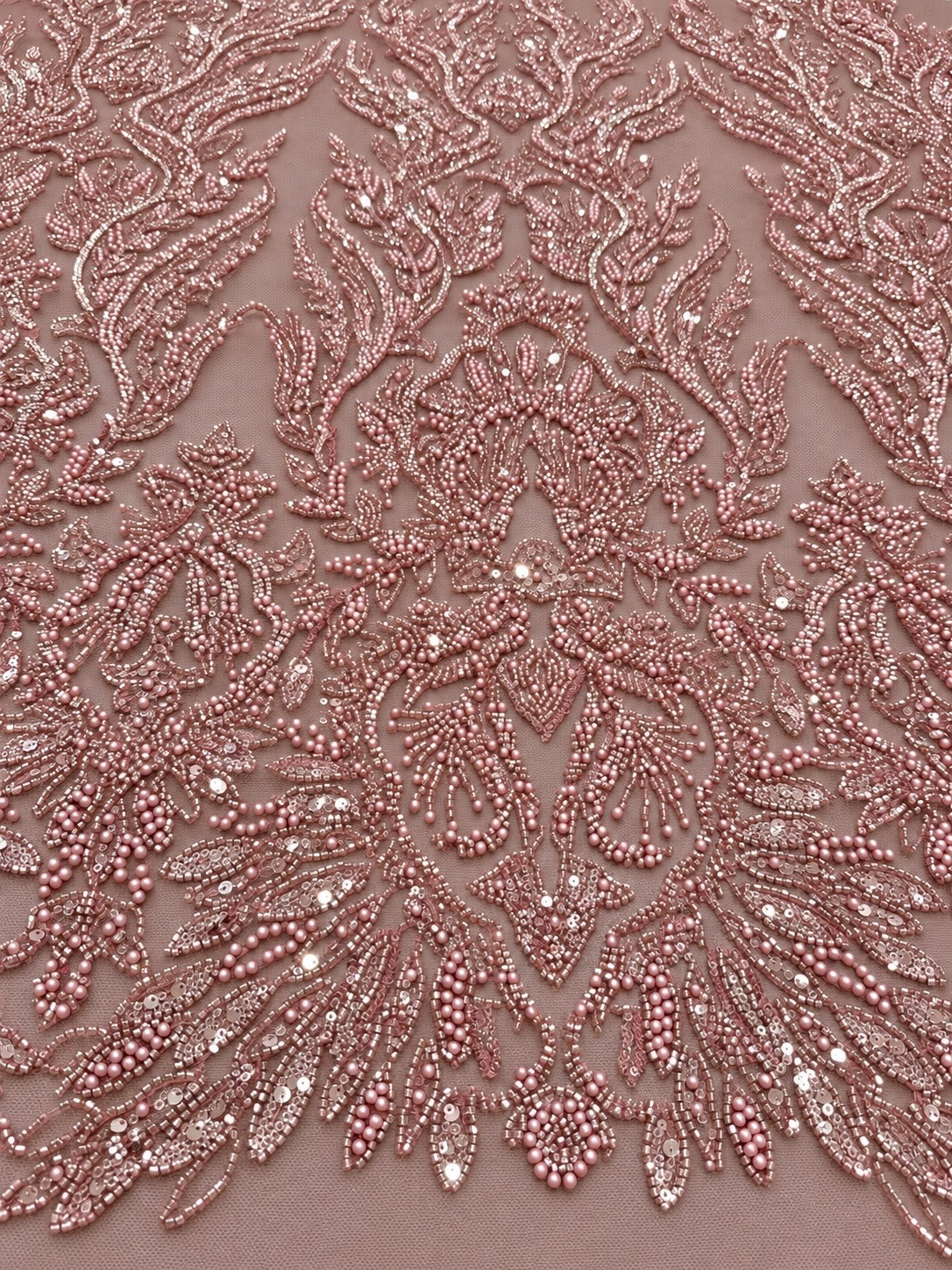 Hua Luxury Beaded Fabric - Blush Pink