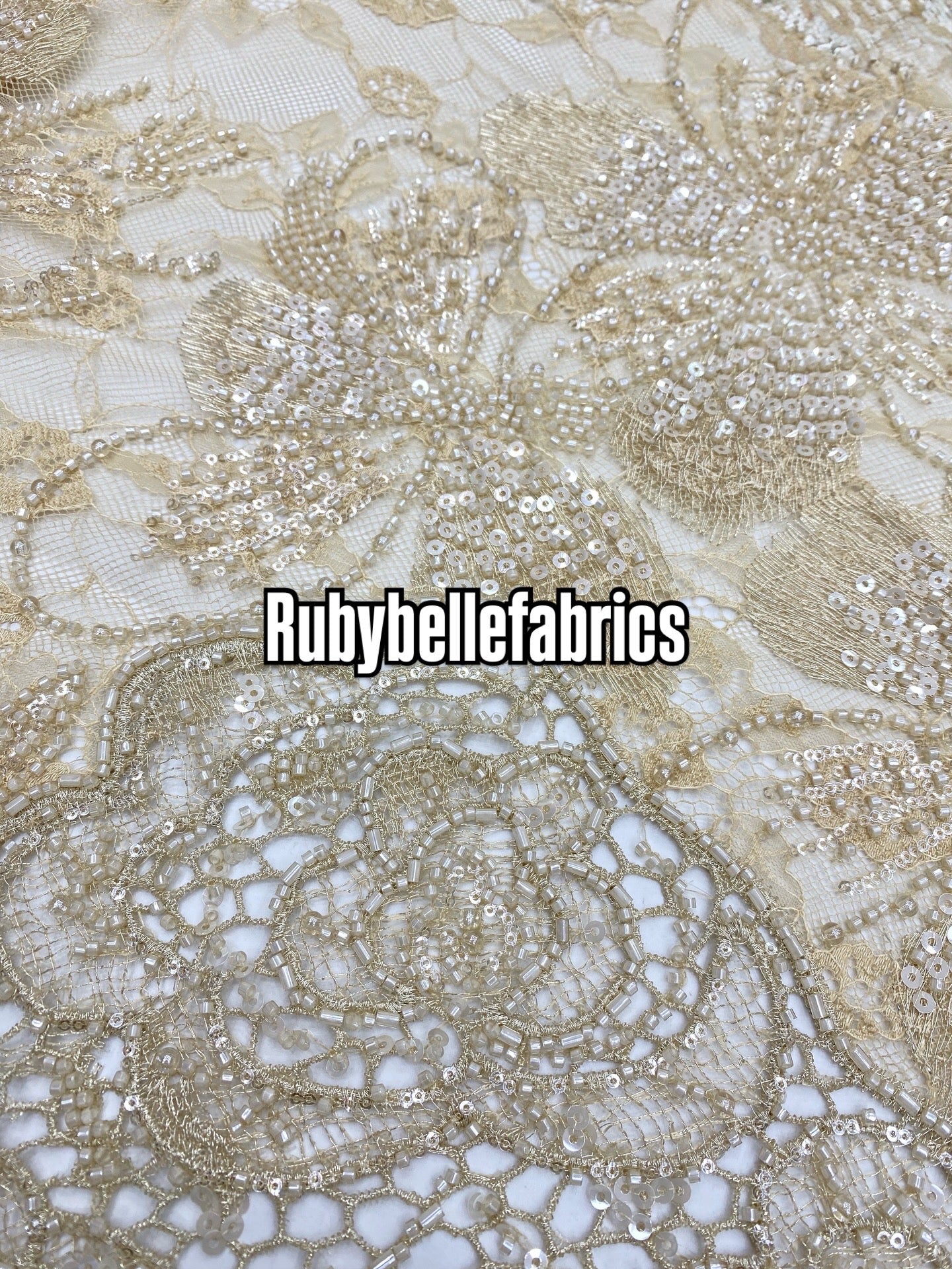 Etton Beaded Scallop Egde Lace Fabric