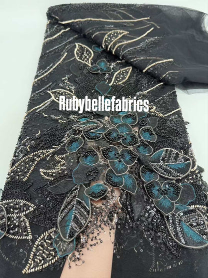 Hexille 3D Beaded Petal Couture Fabric