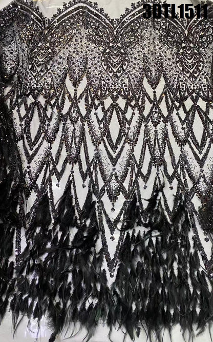 Regal Feather Sequin Fabric