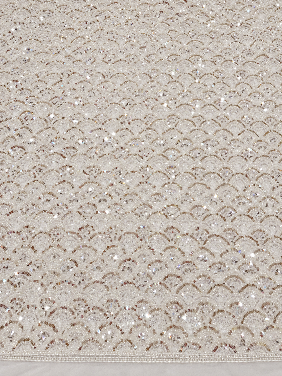 Vechta High Beaded Quality Fabric - White
