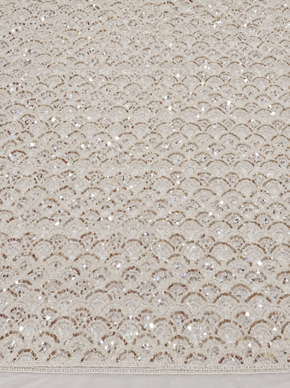 Vechta High Beaded Quality Fabric - White