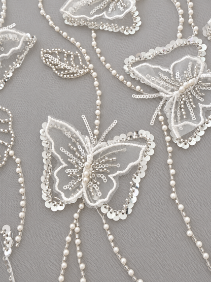 Butterfly 3D High Quality Fabric - White