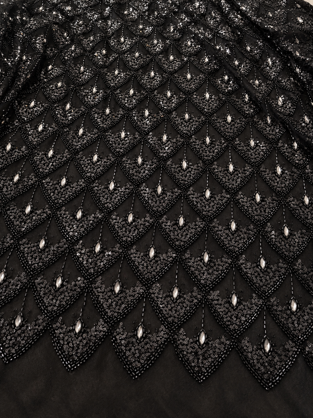 Nuixt Deluxe Luxury Beaded Fabric -Black