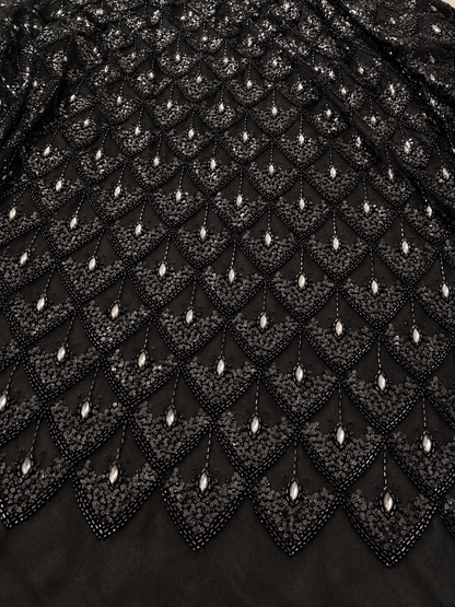 Nuixt Deluxe Luxury Beaded Fabric -Black