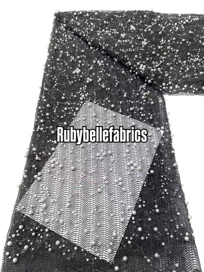 Aysox Fish Net Deluxe Sequin Beaded Fabric