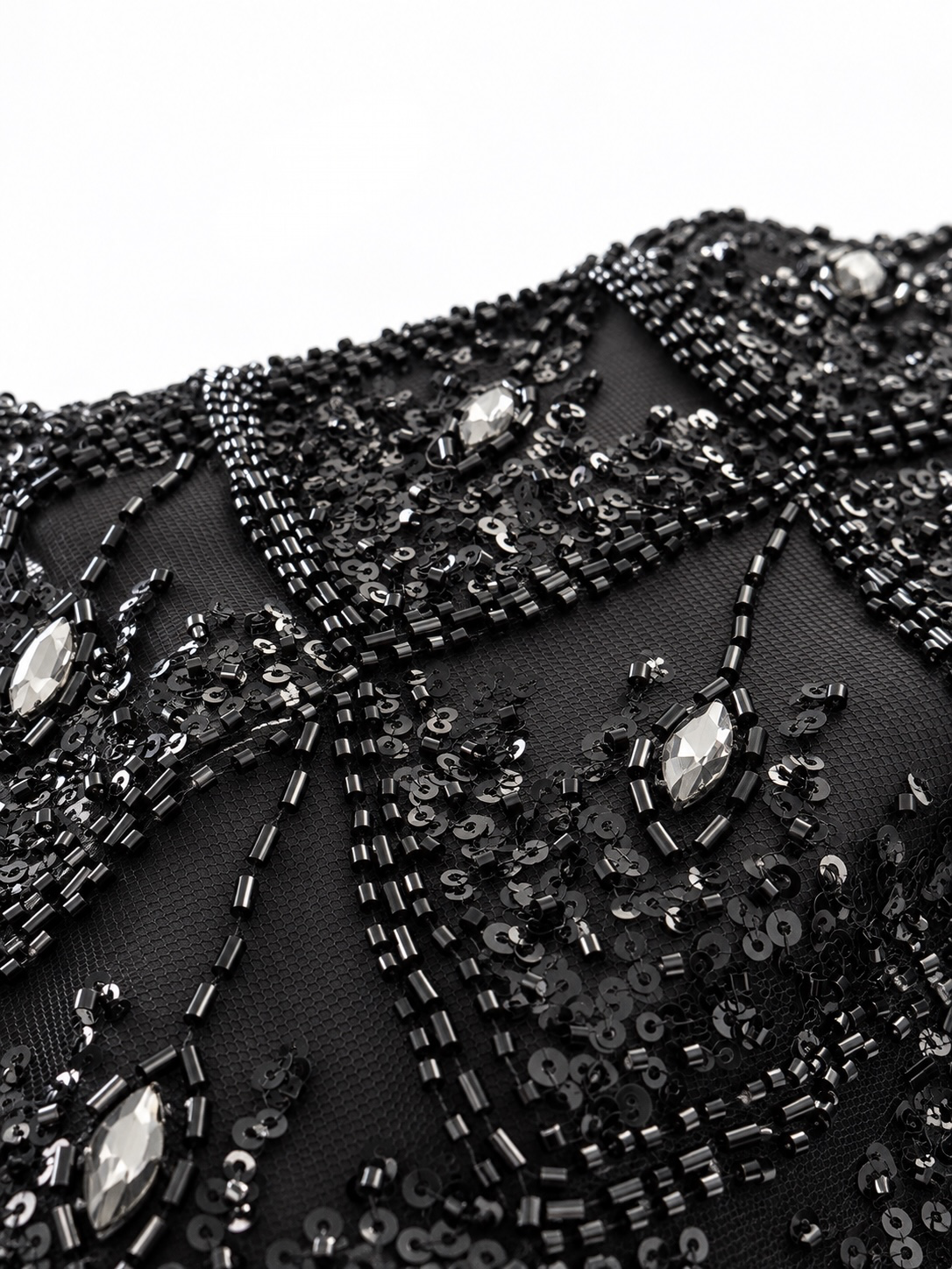 Nuixt Deluxe Luxury Beaded Fabric -Black