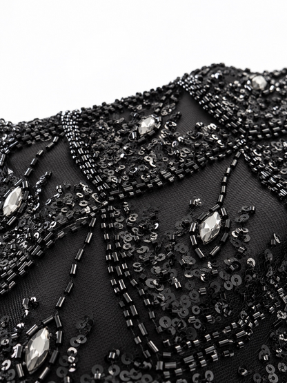 Nuixt Deluxe Luxury Beaded Fabric -Black